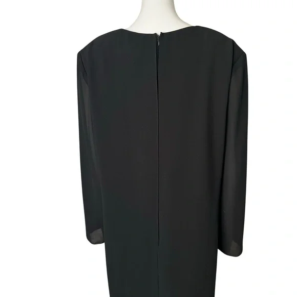 CATTIVA Vintage Crepe Embellished Black Formal Dress Long Sleeve - Picture 10 of 15
